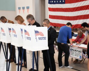 People casting their vote in an election