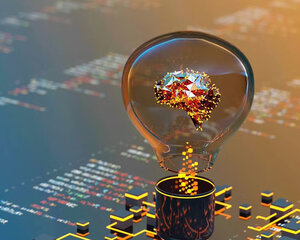 light bulb with AI brain