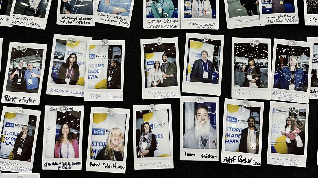 Polaroid pictures of past writers program students