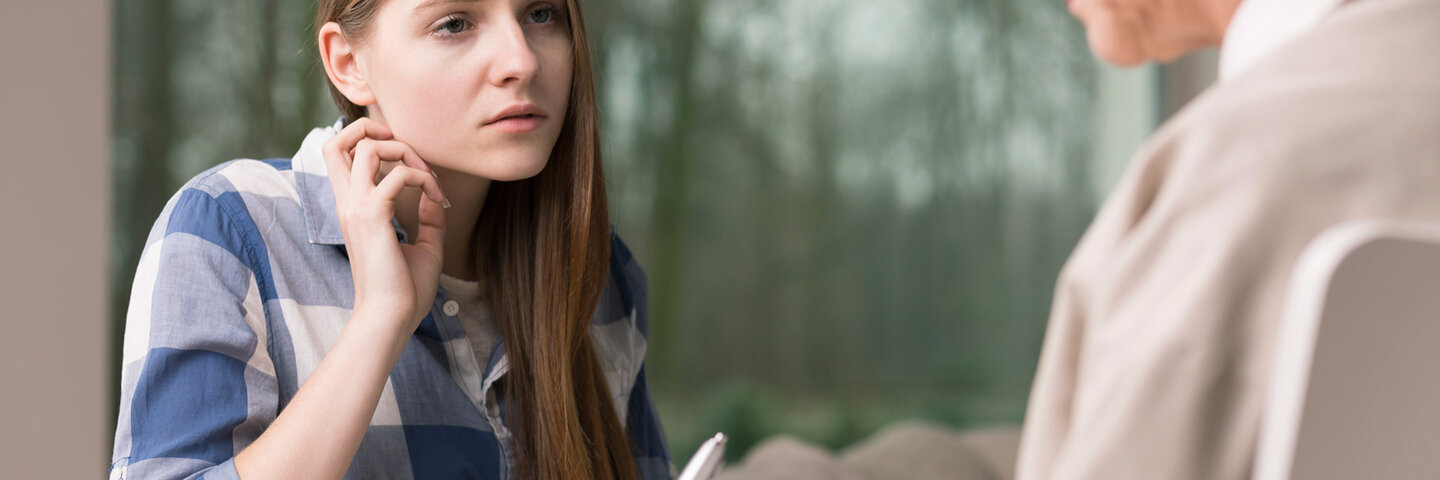 Teenage girl with problem at psychologist's office