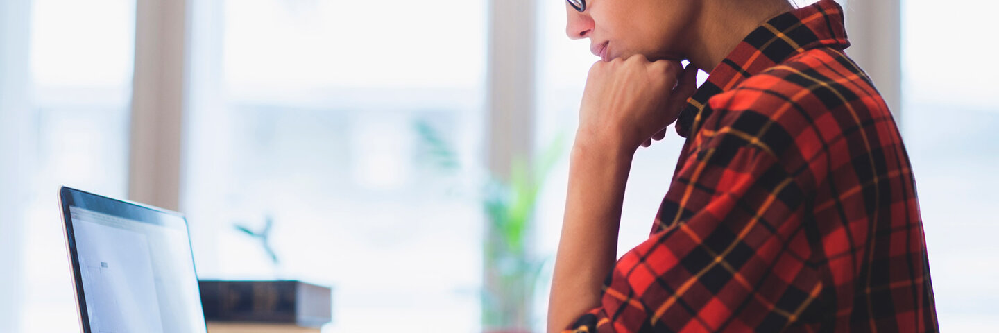 Young woman working on laptop