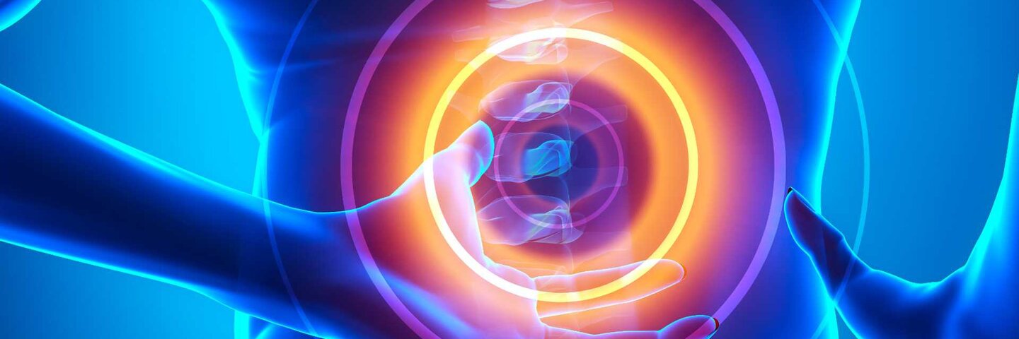 X-ray view of a pain point in the lower back