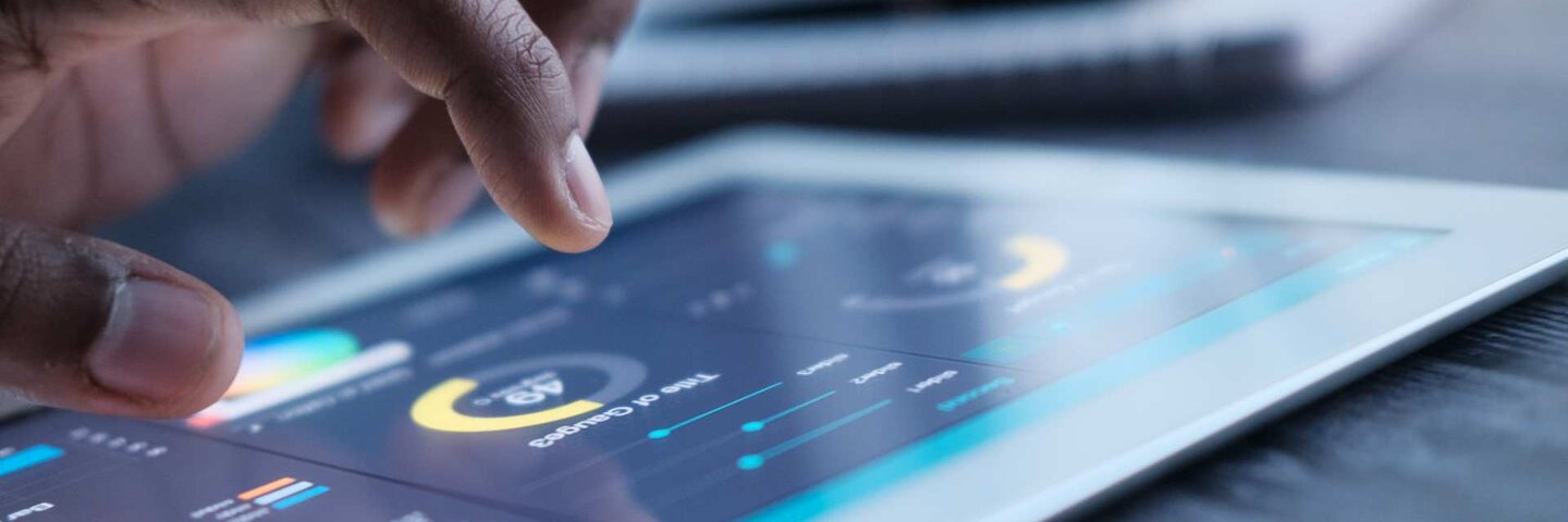 Analytics interface on tablet