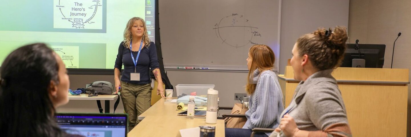 students and instructor in a writing class