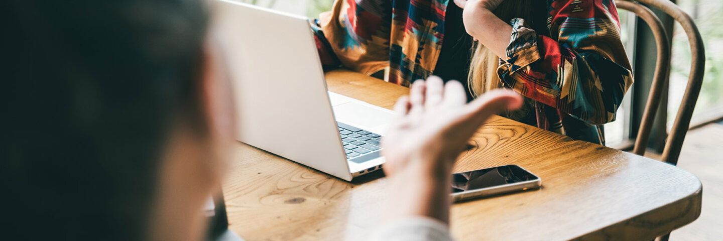 woman explaining the jist of her story