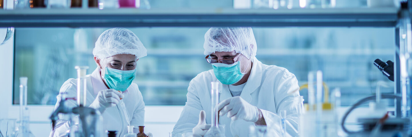 Two scientists working in a lab