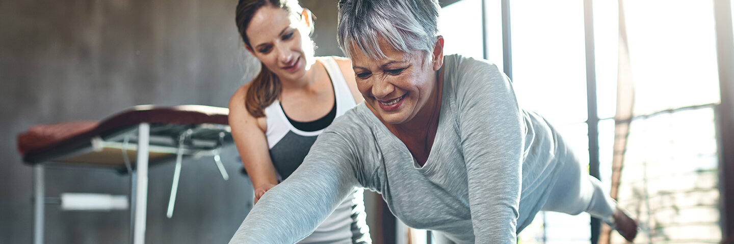 Woman exercising in physical therapy